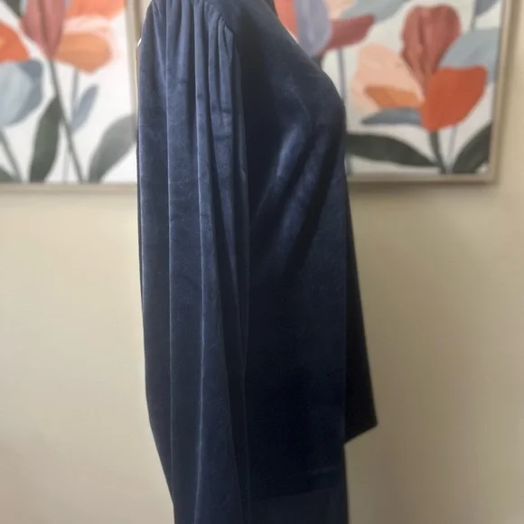 LOFT Midnight Blue Micro-Velvet Blouse - Picture 4 of 5